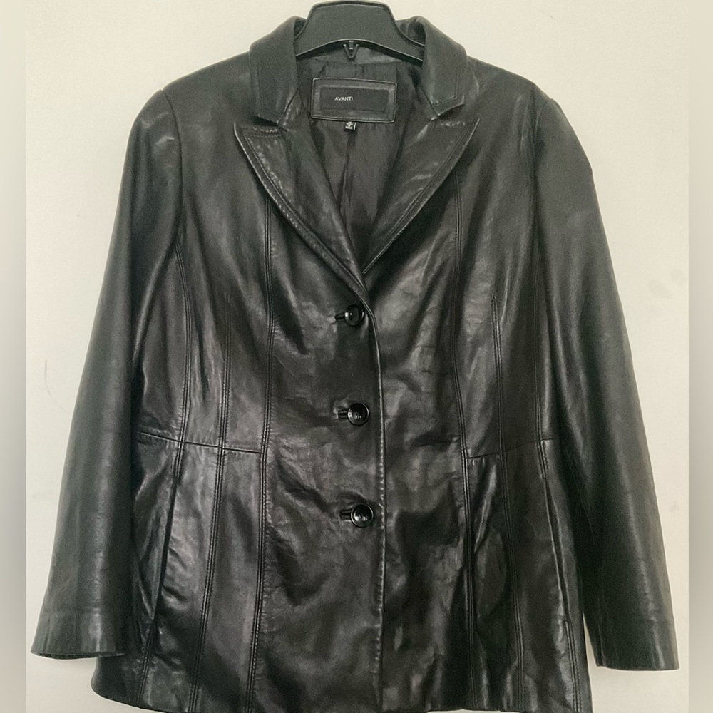 Womens Avanti Leather Blazer, Size 1X